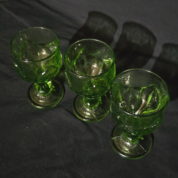Vtg 1970's USA Franciscan Cabaret Green Glassware Wine Glass 5 1/2" (x3) - Picture 3 of 3